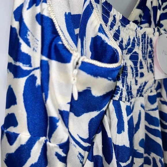 Alexis NWT blue asymmetric botanical print tie strap dress WOMENS size 1X - Picture 3 of 10